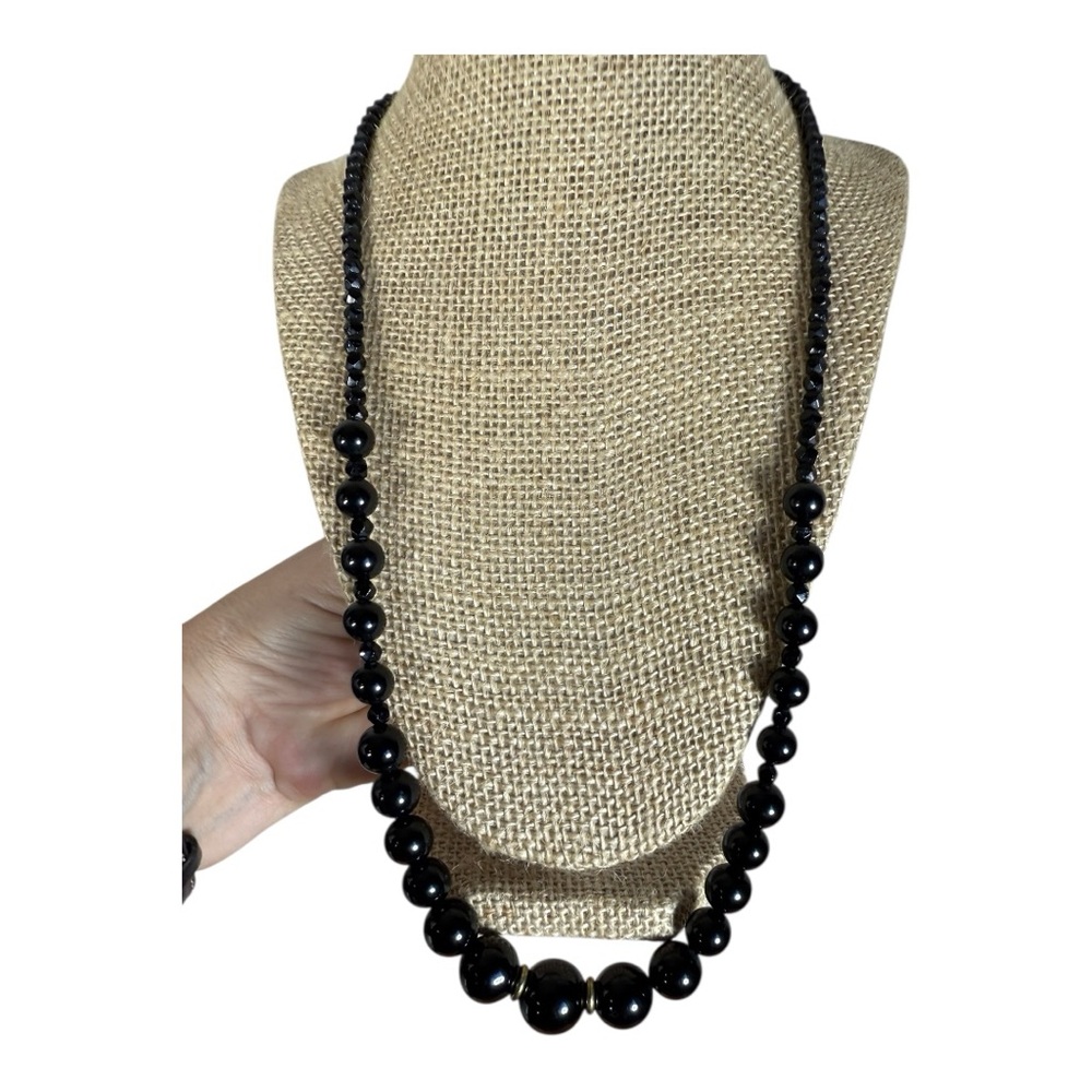 Vintage Black Beaded Necklace